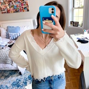 White cropped sweater